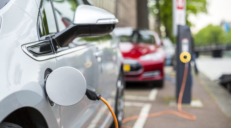 Charging an electric car.