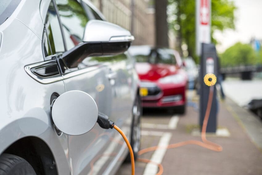 Charging an electric car.