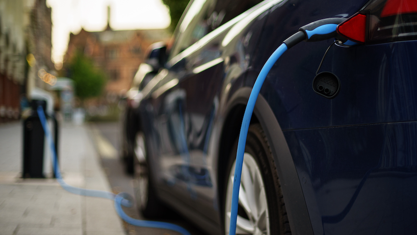 Charging electric car on street