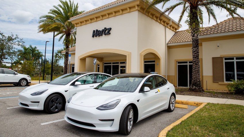 Tesla EV rentals at Hertz