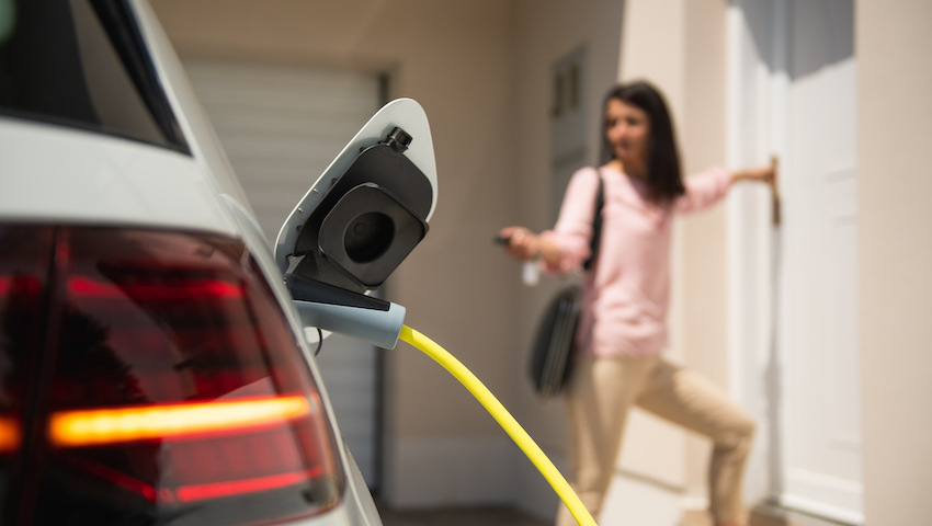 Close up of a electric car charger