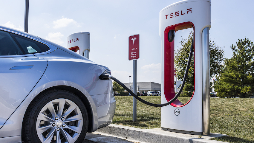 Tesla Supercharger Station.