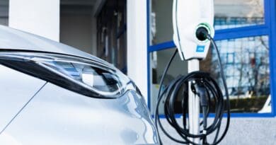 electric car next to charging station