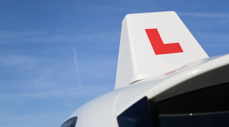 British driving school car roof sign