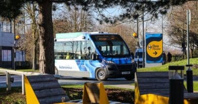 Autonomous bus service driving to the Bee House, Milton Park