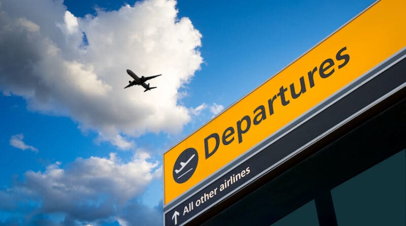 Airport Departure and Arrival sign at Heathrow, London