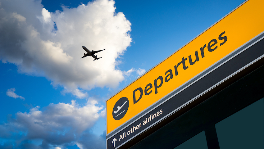 Airport Departure and Arrival sign at Heathrow, London