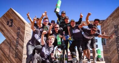 Mikaela Ahlin-Kottulinsky (SWE) / Johan Kristoffersson (SWE), Rosberg X Racing, 1st position, celebrate with their team on the championship podium