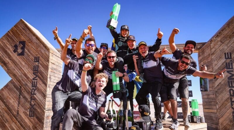 Mikaela Ahlin-Kottulinsky (SWE) / Johan Kristoffersson (SWE), Rosberg X Racing, 1st position, celebrate with their team on the championship podium