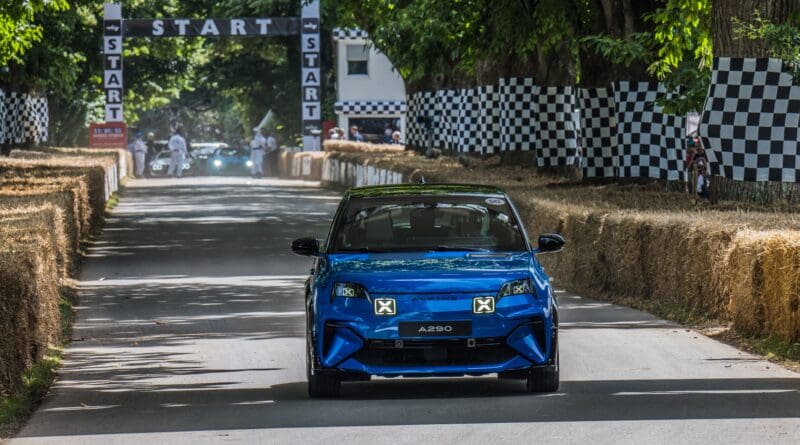 Alpine debuts its first electric sports car, the A290, at the Goodwood Festival of Speed 2024. Showcasing past, present, and future models, Alpine highlights its innovative direction with this dynamic display.