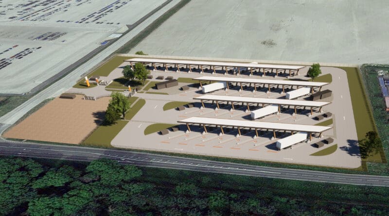 Milence, a joint venture between electric HGV makers Volvo, Daimler and Traton has begun work on its first UK truck charging hub.