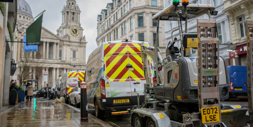 London construction workers are trialing zero-emission electric diggers that remove more than 200 tonnes of CO2 emissions and 75% of noise pollution from their work in the capital.