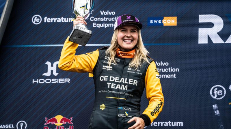 klara-andersson-on-world-rallycross-podium-in-2023