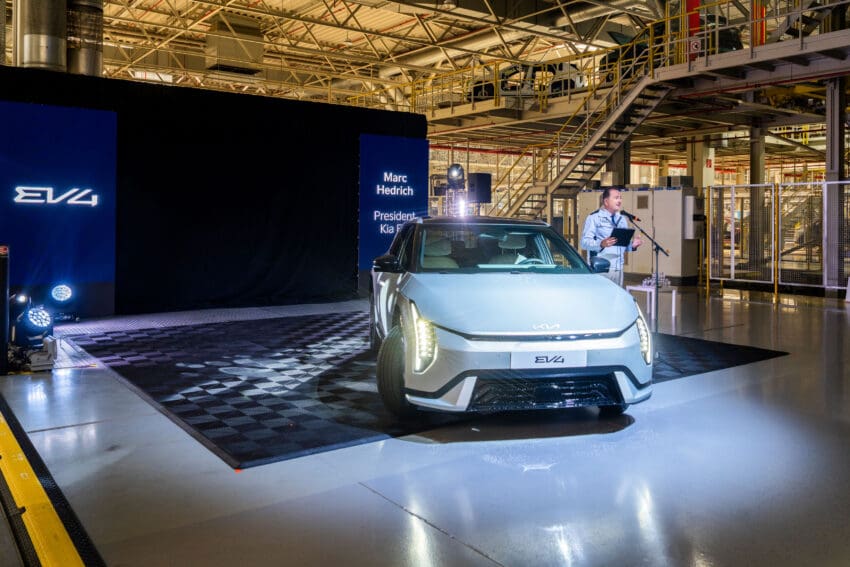 Marc Hedrich, President and CEO, Kia Europe with new Kia EV4