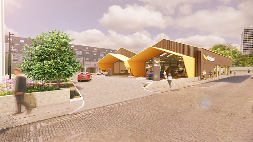 Aberdeen is set to host the UK’s first indoor drive-thru ultra-rapid electric vehicle charging hub, after the city council gave the green light to plans by Dutch charging company Fastned.