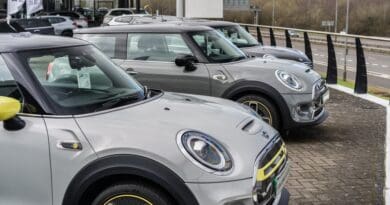 used mini cooper electric on dealer forecourt