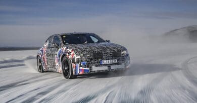 electric BMW m3 testing on ice